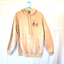 Nickelodeon Spongebob Squarepants Hooded Sweatshirt Womens Sz M Pullover Beige