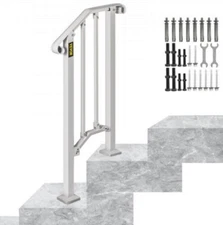 VEVOR Stair Railing Hand Rail Kit Fit 1 or 2 Steps Alloy Metal Step Handrail