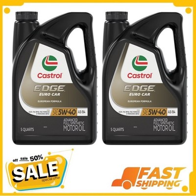 (2 pack) Castrol EDGE Euro 5W-40 A3/B4 Advanced Full Synthetic Motor Oil, 5 Qt