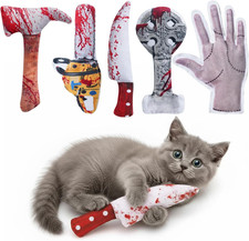 5PC Catnip Funny Cat Toys, 100 Organic Catnip Filled Knife-Shaped Crinkly Sou