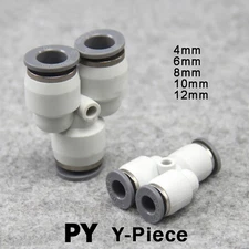 Pneumatic Equal Y Piece Fitting Hose Tube Airline Push Fit Connector 4mm-12mm