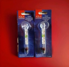 New - Lot Of 2 Aqua Culture Fish Tank Aquarium Glass Thermometers w/ Suction Cup