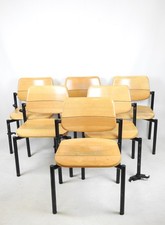 6 Chaises Vintage Martin Stoll Scandinave 60/70 Beige Piètement Noir