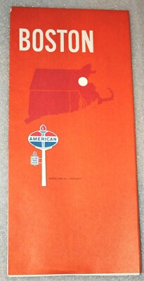 American Oil Co Amoco Gas Station Boston Mass Road Map NOS New 1969