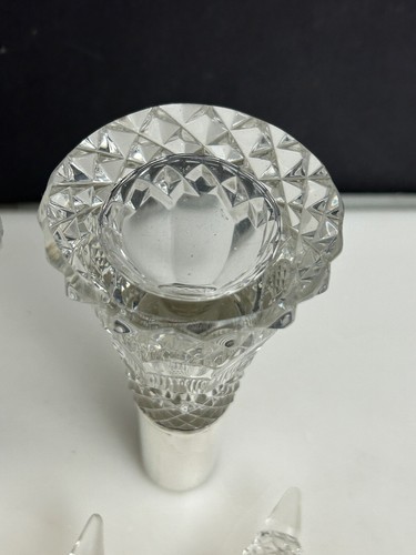 Pair 2 Antique Circa 1901 Birmingham England Cut Crystal Perfume Scent Bottles - Picture 5 of 9