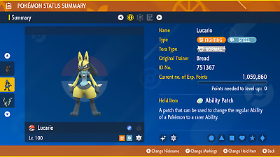 Lucario Shiny 6IV ✨ Battle Ready ✨Pokemon Scarlet & Violet 🚀Fast Trade🚀