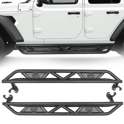 Black Steel Running Boards Drop Side Steps for 2007-2018 Jeep Wrangler JK 4 Door