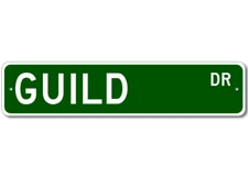 Guild Drive Street Sign Personalized Custom Last Name Metal Sign - Aluminum