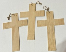 Wood Hanging Crosses Unpainted DIY Decor 9.5X6 Set Of 3 NEW