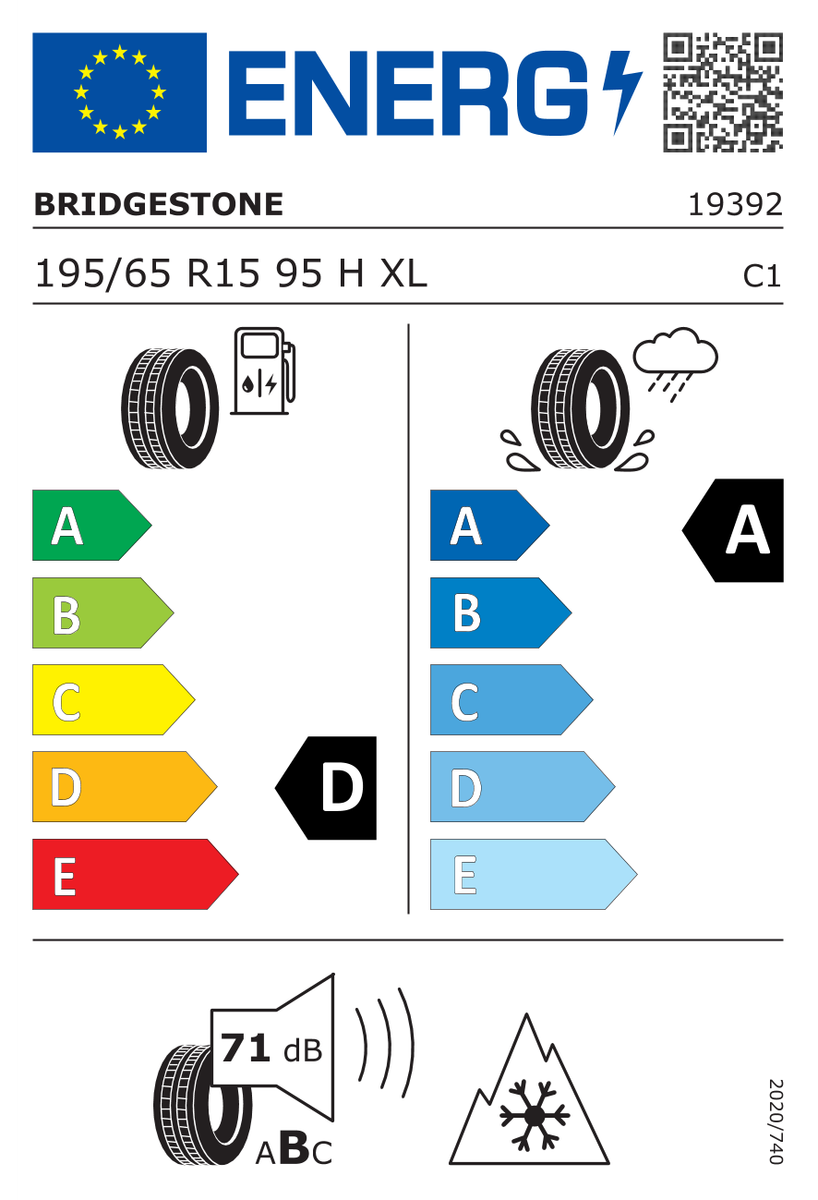 TYRE BRIDGESTONE 195/65 R15 95H WEATHER CONTROL A005 XL DRIVEGUARD
