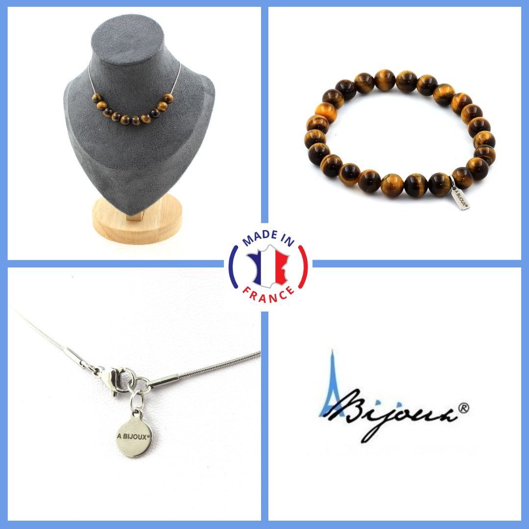 Oeil de Tigre parure bracelet collier pour retrouver l'ancrage et la confiance en soi