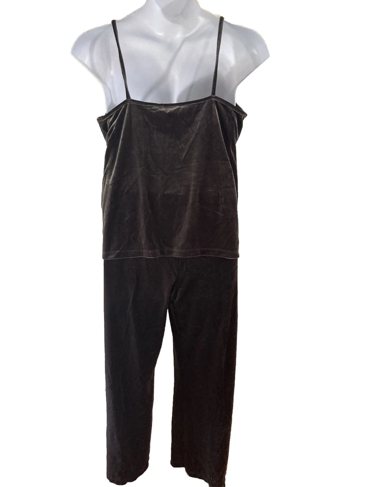 New Peck & Peck Women's Large Velvet Stretch Pants & tank Set Brown j364 - Image 2 of 4