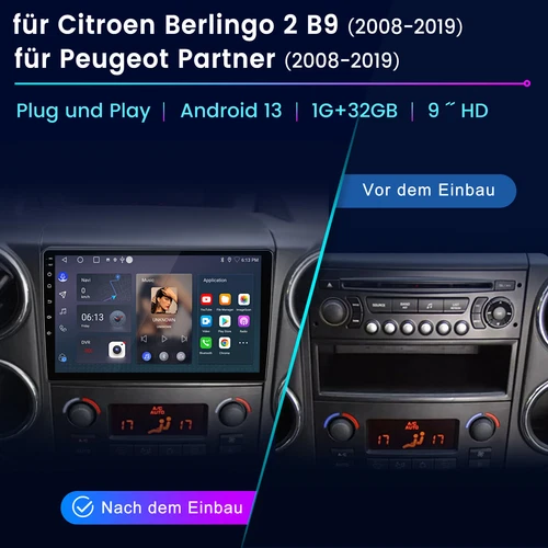 Radio Coche "100-15" Carplay Android 13 Para Peugeot Citroen Berlingo 08-2019 - Imagen 2 de 11