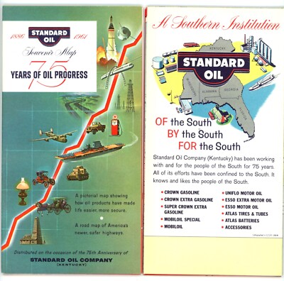 Vintage 1961 United States  75 Years of Oil Progress  Road Map   Std. Oil of KY