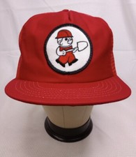 Vtg Maintenance Man Shovel Patch Trucker Hat Cap Red Snap Back Made in USA
