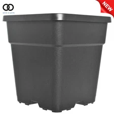 10 Pack Black Plant Flower Pots 5 Gallon Square Injection Molded Nursery Pot