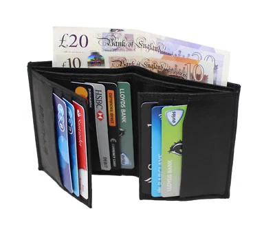 MENS RFID PROOF LEATHER MULTI CREDIT CARD HOLDER NOTE CASE WALLET BLACK 87