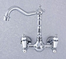 Polished Chrome Brass Kitchen Faucet Bathroom Sink Mixer Tap Wall Mount ssf549