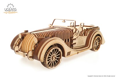 UGEARS Roadster Sportcabrio VM-01, 3D Puzzle, Holzmodell, mit Antrieb