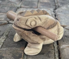 Handcrafted Wooden Frog Guiro Rhythm Percussion Musical Instrument 3"x 2"