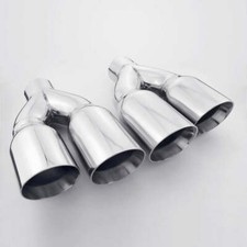 Quad 3.5 Out Exhaust Tips 2.5 Inlet Staggered Dual Wall Angle Cut 11.8l Pair Quad 3.5 Out Exhaust Tips 2.5 Inlet Staggered Dual Wall Angle Cut 11.8l Pair