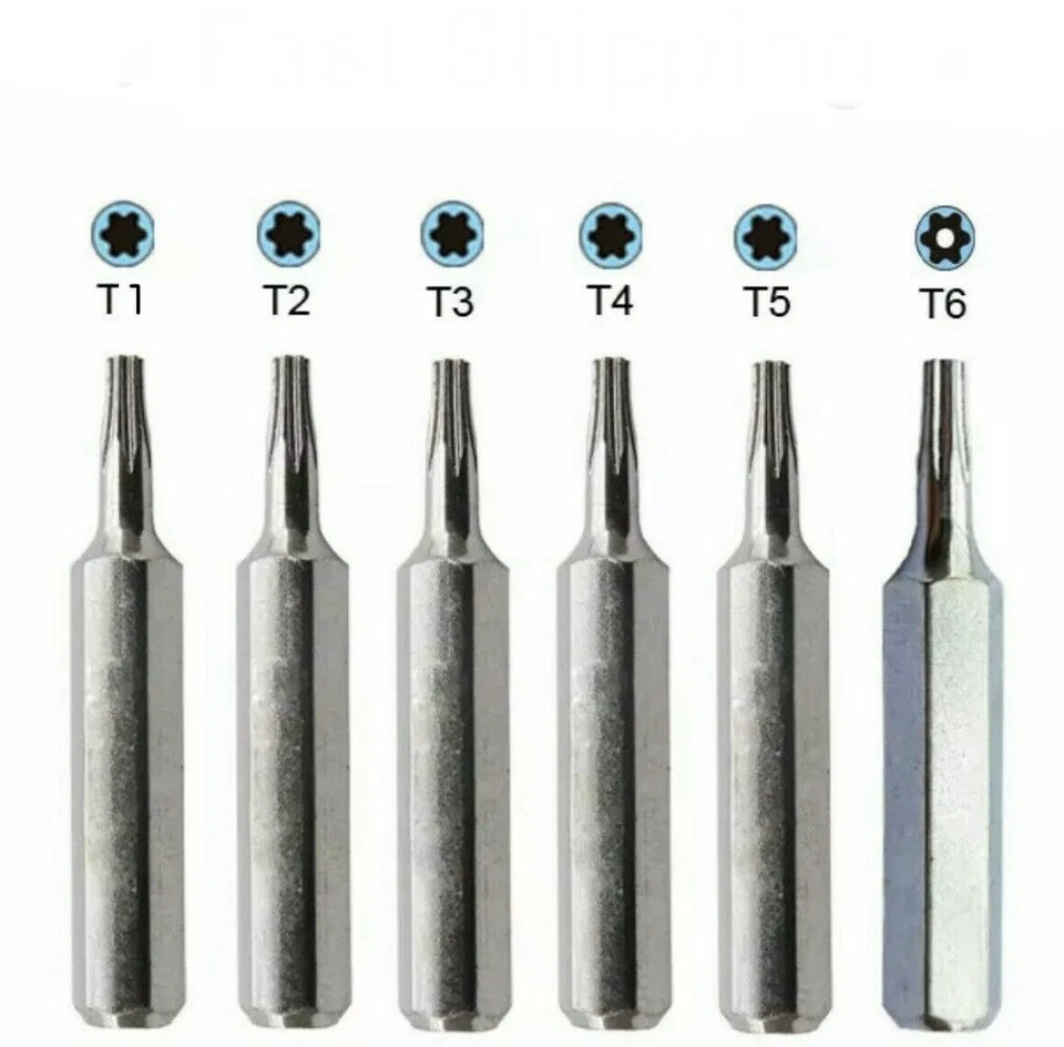 Micro Torx Driver Bits Set T1,T2,T3,T4,T5,TR6 (T6H Security) Torque Star Repairs - Image 3 of 3