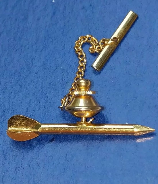 Torpedo or Missile pinback Tie Tack / Lapel Pin / Hat Pin Gold Vintage