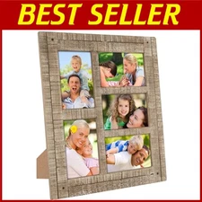 Rustic Distressed Wood Collage Frame - Holds 5 Photos
