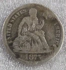 1875-CC - ABOVE BOW SEATED LIBERTY DIME *C937
