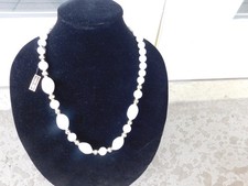 Vintage 24" White Lucite Beaded Necklace Graduated Size New