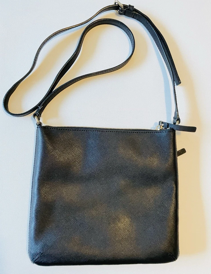 Kate Spade Saffiano Leather Crossbody Bag Small Black Gold Zip Purse Gift VGC - Image 3 of 4