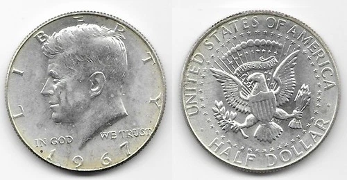 1967 Kennedy half dollar 50 cents 50c very fine VF Philadeplhia