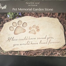 NorthCrest Outdoor Engraved Pet Memorial Plaque Paw Print Garden Stone