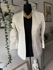 H&M LINEN MIX  RUCHED SLEEVE BLAZER / JACKET - SIZE 8 (36) -NWOT