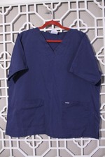 Landau Scrub Top Womens XL Medical Navy Blue Medical Nurse Pockets Lightweight