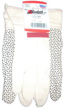 Lambert 135B White Canvas Gloves w Black Dots on Palm USA Made Ladies Cadets