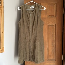 Reformation Size 10 Suzie Green Corduroy Full Zip Sleeveless A Line Mini Dress