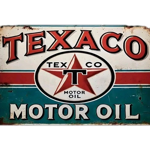 Texaco Motor Oil Gasoline Garage Shop Gas Station Vintage 8x12 In Metal Sign