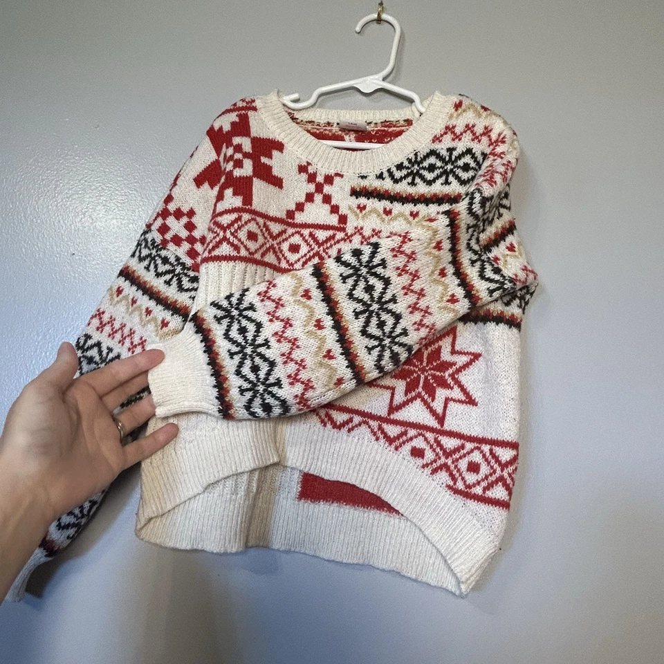 Suéter Copo de Nieve Abstracto Holiday Time Niñas Talla 6-6x Alto Bajo Navidad Foto 4 de 4