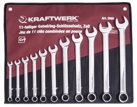 Ring-MaulschlüSsel-Satz Inch 3/8 - 1 Zoll 11Tlg Rolltasche Kraftwerk 3585R