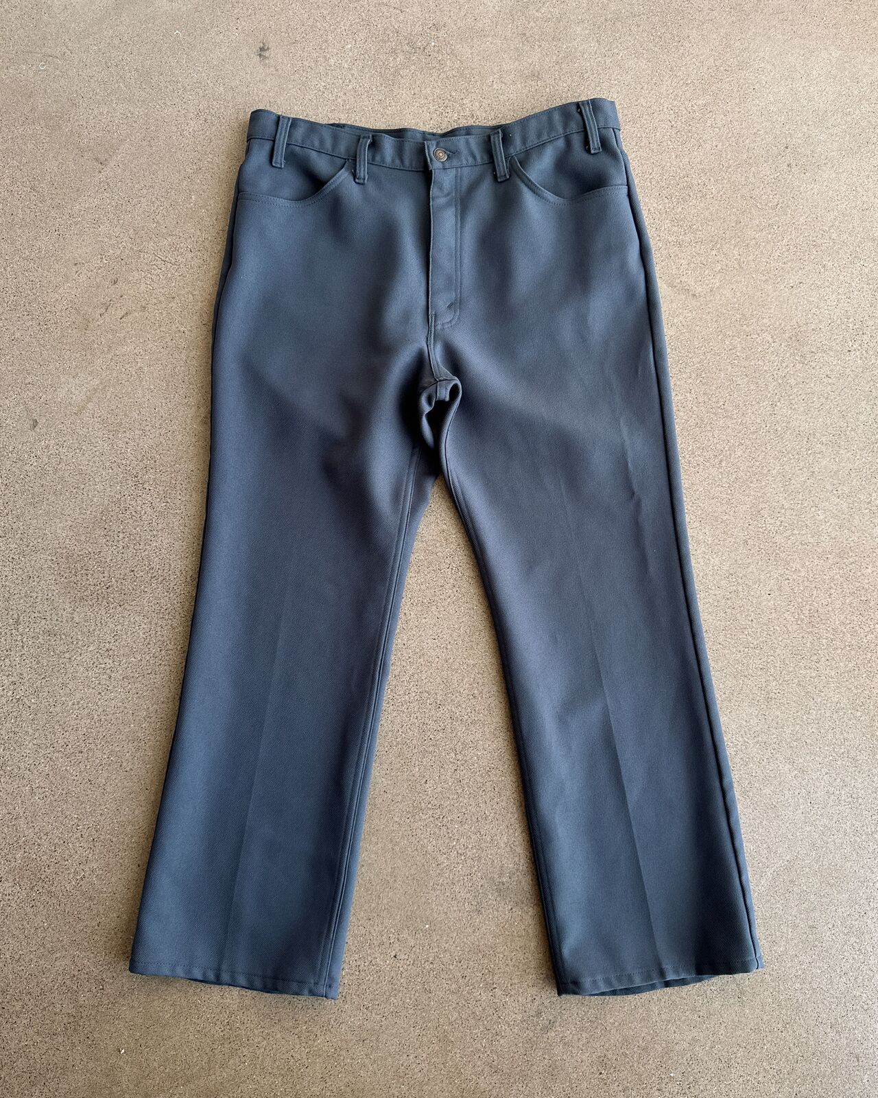 Vintage 70s Levi's Dacron Polyester Bootcut Flare Pants Mens 36 Gray Western USA