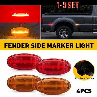 LED Side Marker Lights Fit Ford F250 F350 2011-2022 Dually Bed Red Amber 4-20X