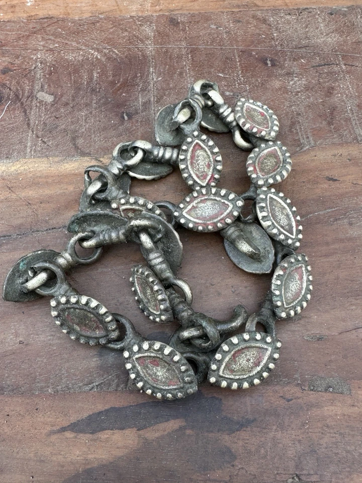 Old Ancient Brass Hand Carved Beautiful Design Belt Chain 32” - Image 2 of 4