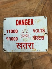 Vintage Iron Enamel Porcelain Sign Board Danger Original Old