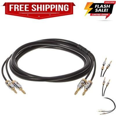 Banana Plug 16AWG Speaker Cable Wire, CL2 Rated with Gold-Plated Banana-Tip P...