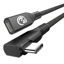 USB 4 Extension Cable 240W 2FT, Right Angle Thunderbolt 4/3  2ft, Black