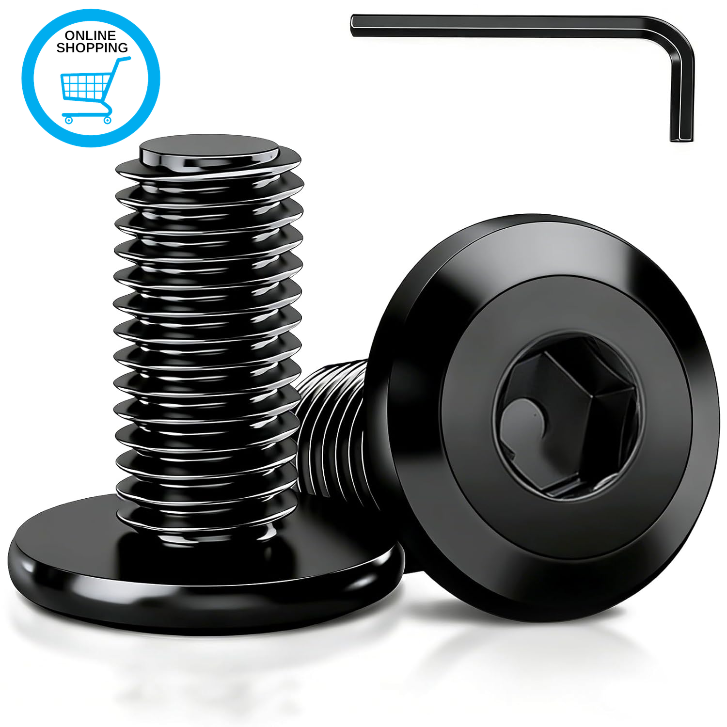 50Pcs M6 X12Mm Black Hex Socket Flat Head Bolts - Black 304 Stainless Steel Fast
