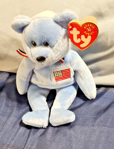 Vintage Ty Blue Beanie Baby "America" 9/11 American Red Cross Disaster Relief