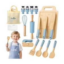 29 PCS Wooden Kids Cooking Set, Toddler Montessori Cooking & Baking... Fast Ship