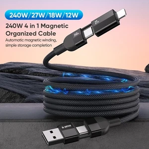 4 in 1 Type-C/USB to Type-C PD 240W Charging  Magnetic Cable For iPhone Samsung